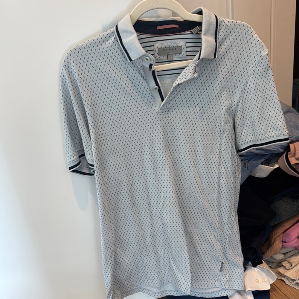 Ted Baker London Gray Polo Shirt with Contrast Trim